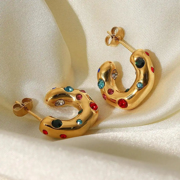 Orecchini a cerchio in zirconia dorata scintillante
