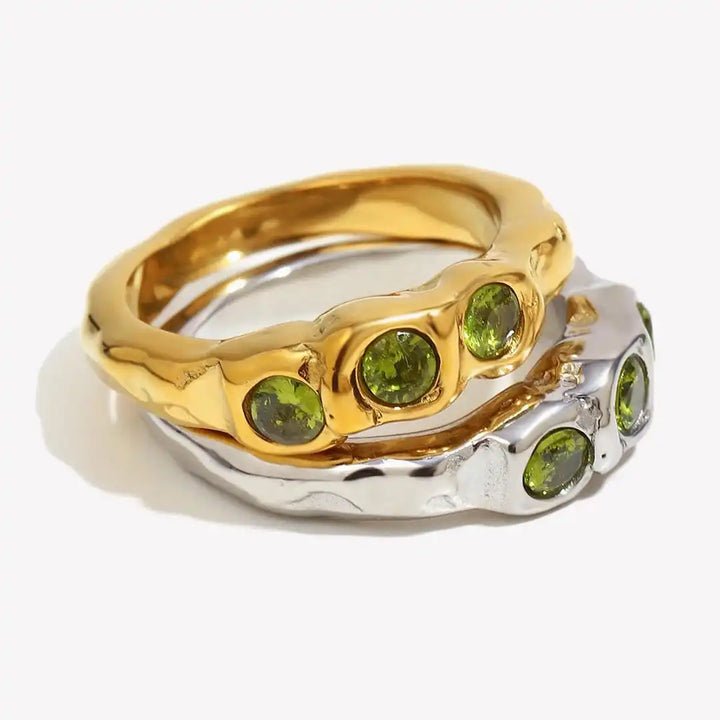 Anello Vintage in Oro con Pietre Preziose Intarsiate