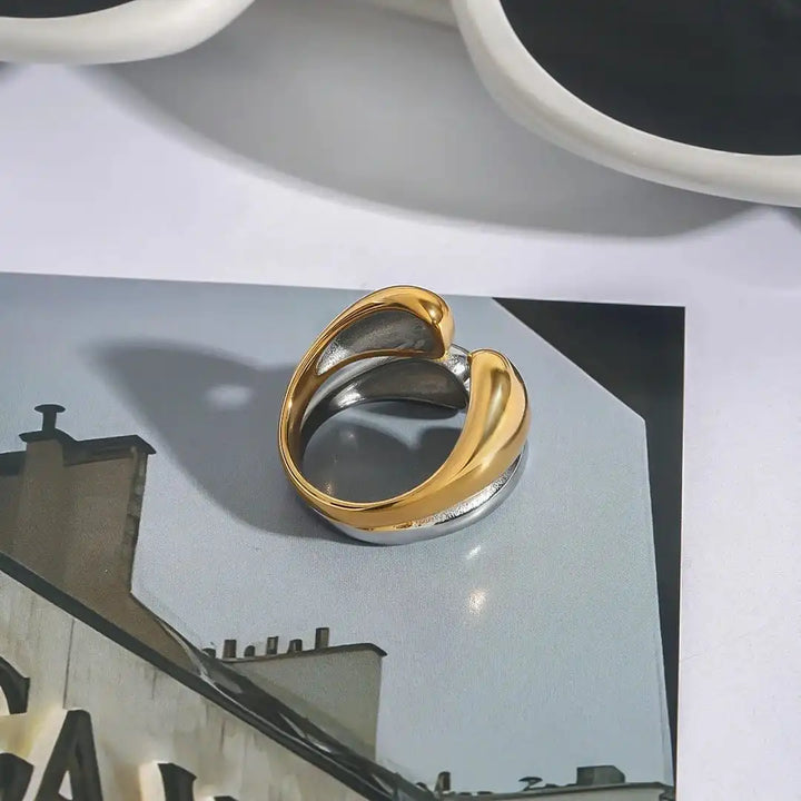 Anello Impilabile Bicolore Oro e Argento