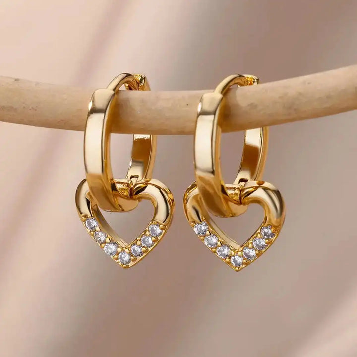 Orecchini a Cuore Hollow in Zirconia