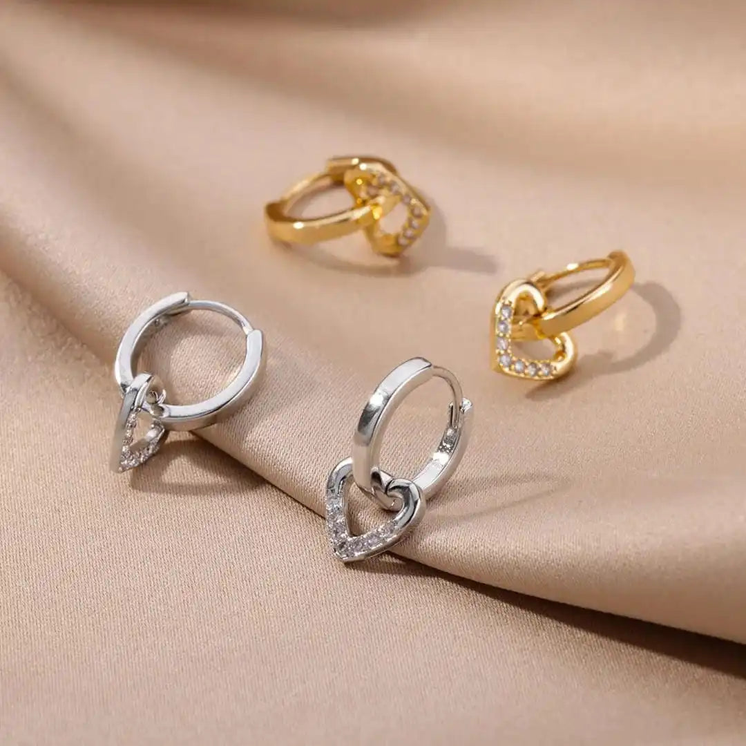 Orecchini a Cuore Hollow in Zirconia
