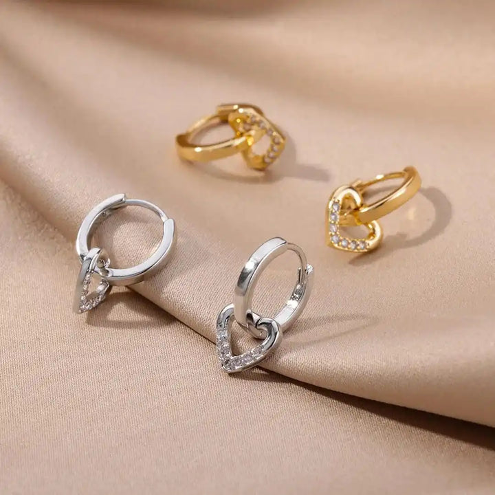 Orecchini a Cuore Hollow in Zirconia