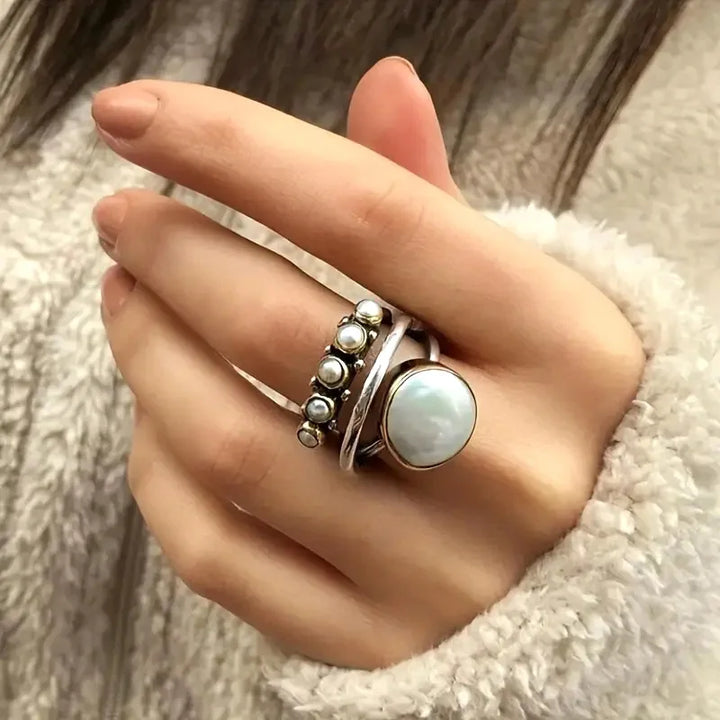 Set di Anelli a Perla Stratificati