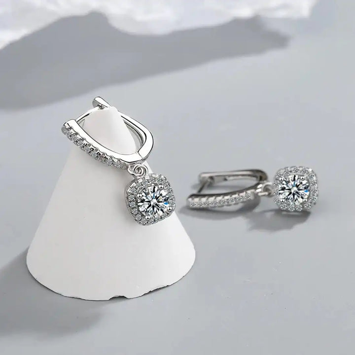 Orecchini in Oro Bianco Classici con Pietra