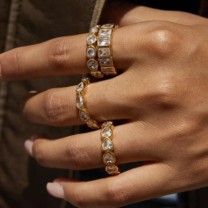 Set di Anelli in Zirconia Baguette