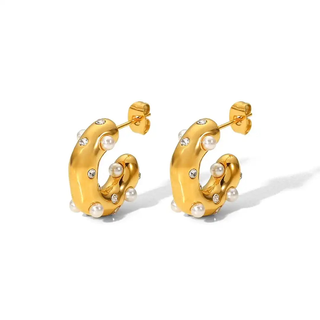 Orecchini a cerchio in zirconia dorata scintillante