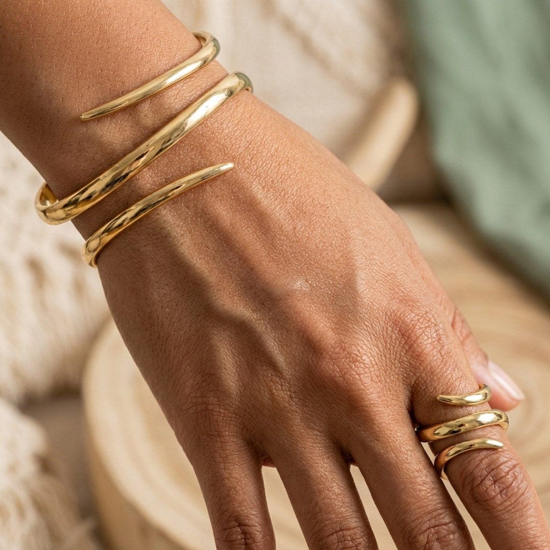 Set di Bracciale e Anello Serpente Astratto
