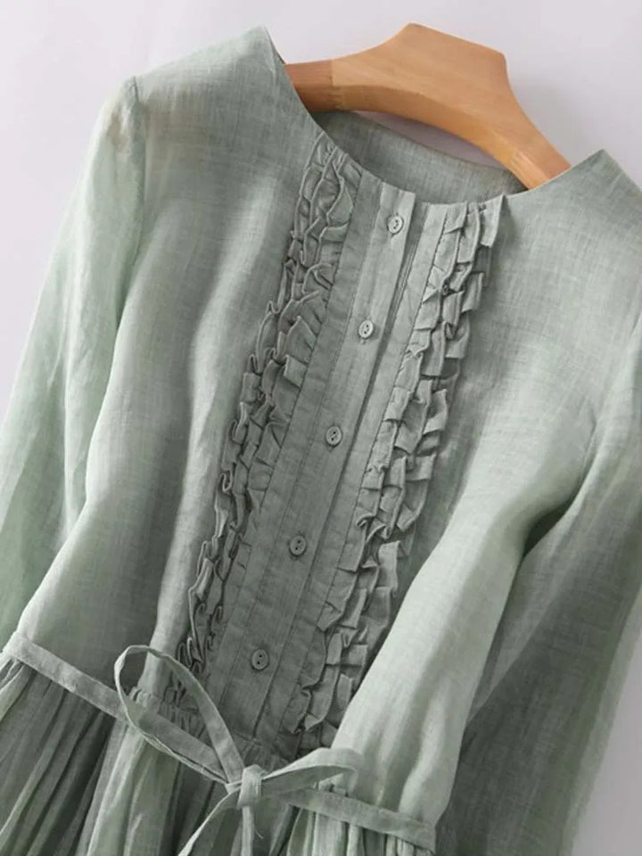 CIELO | Abito da Donna in Stile Retro con Collo Rotondo e Lacci in Vita