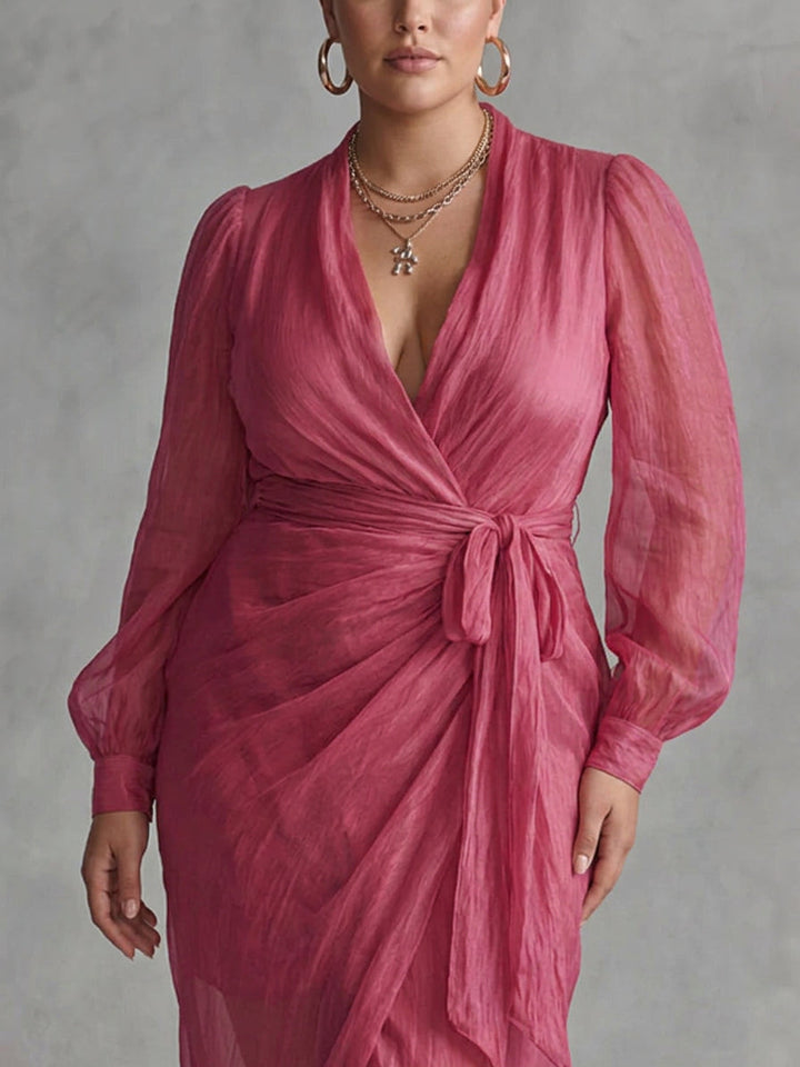 Beatrice | Elegante Abito Lungo in Chiffon con Scollo a V e Vita Legata