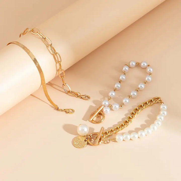 Set di Bracciali di Perle Stratificate di Lusso