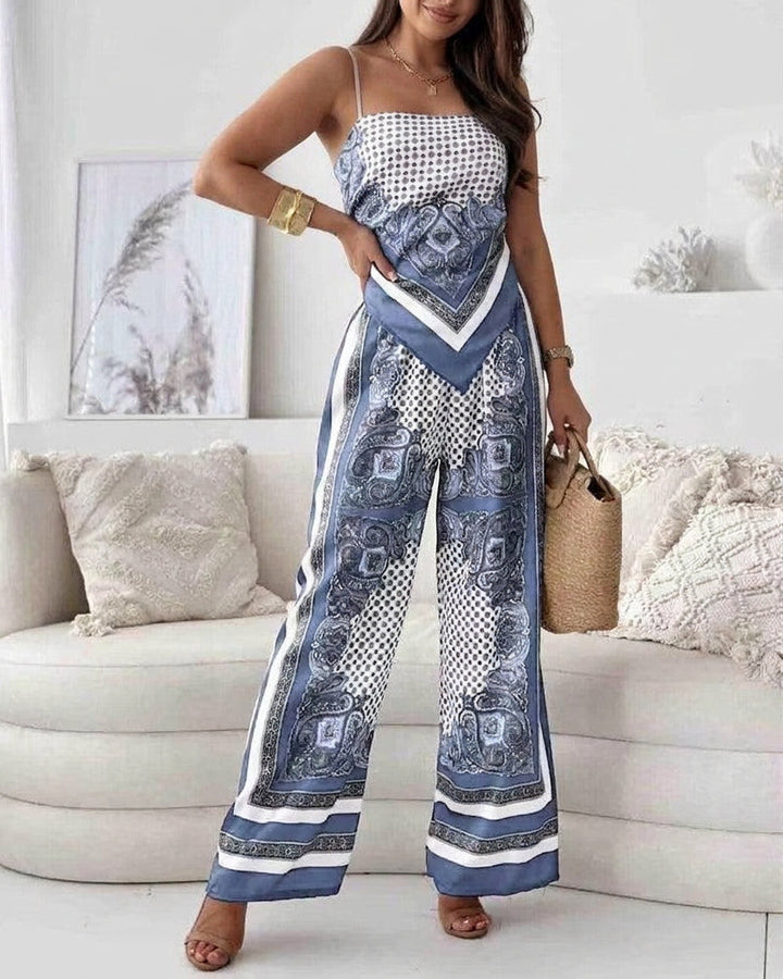 Helen | Set di Abbigliamento Elegante con Top e Pantaloni per Vacanza