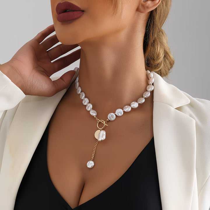 Collana con Chiusura a Toggle in Perle Barocche
