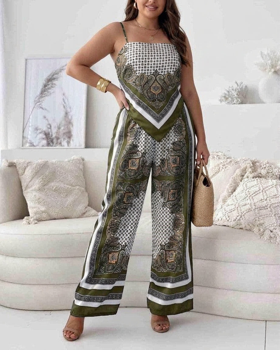 Helen | Set di Abbigliamento Elegante con Top e Pantaloni per Vacanza