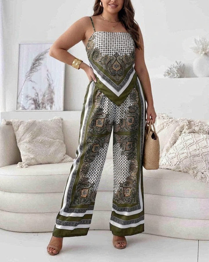 Helen | Set di Abbigliamento Elegante con Top e Pantaloni per Vacanza