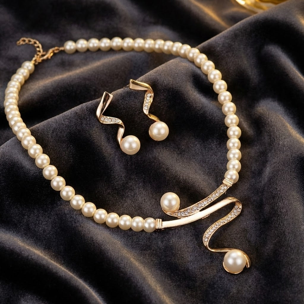 Set di Gioielli Elegante con Perle