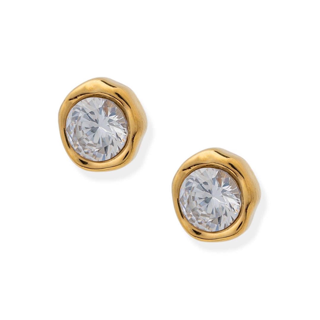Orecchini Rotondi in Zirconia Oro Senza Tempo