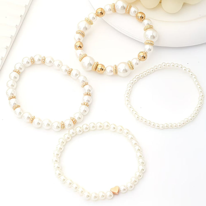 Set di Bracciali Impilabili in Perle da 4