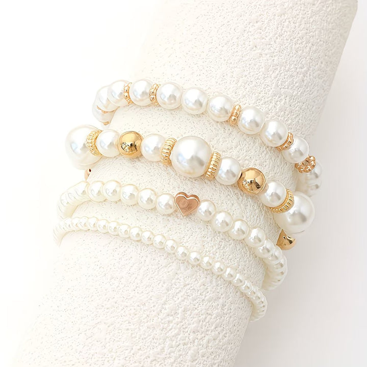 Set di Bracciali Impilabili in Perle da 4