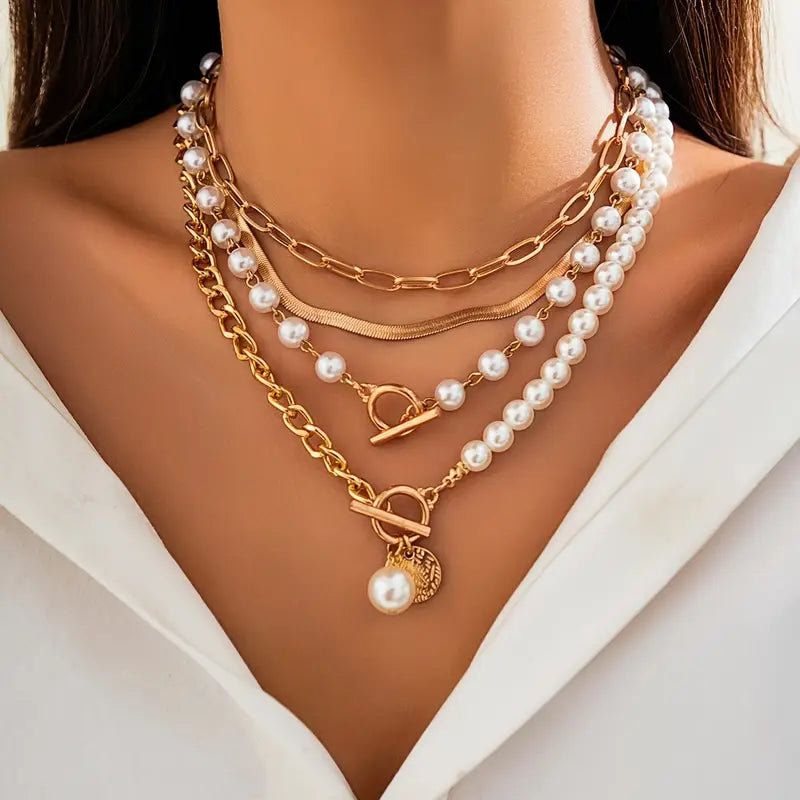 Set di Collane a Strati con Perle Moderne