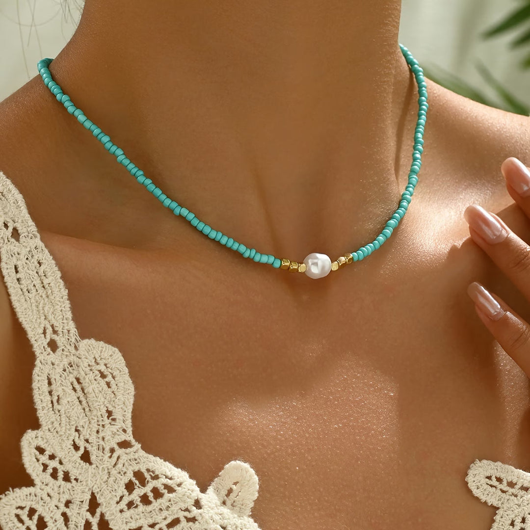 Collana Minimalista Turchese e Perla