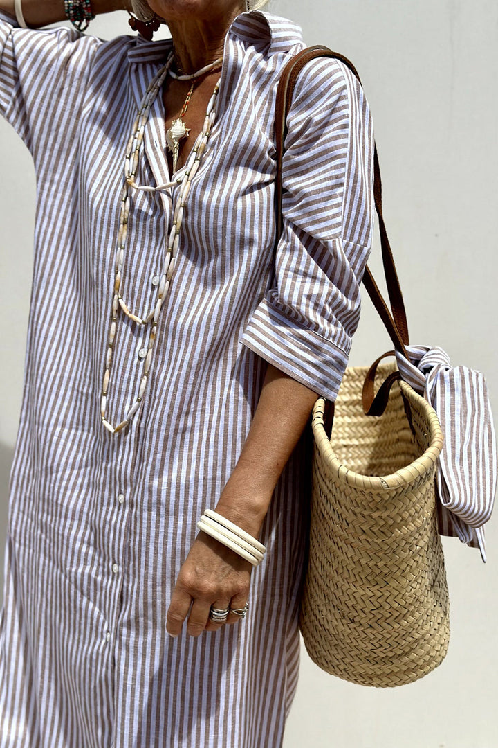 Kelly | Abito Camicia a Righe con Comfort Elegante