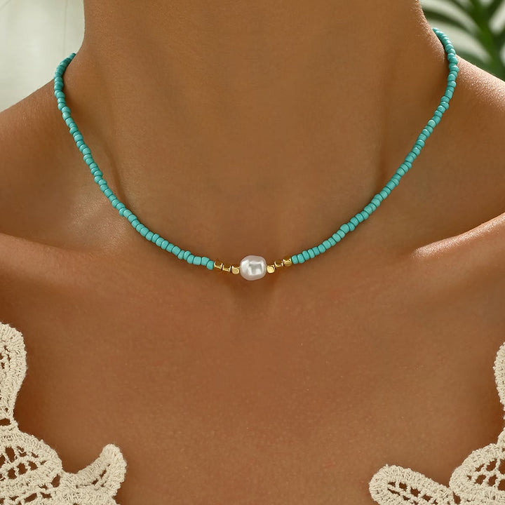 Collana Minimalista Turchese e Perla