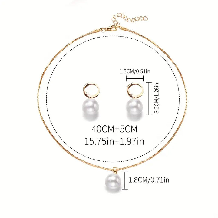 Set di Collana di Perle Elegante e Grazioso