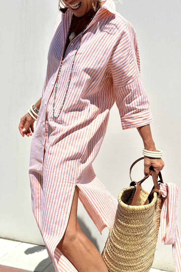 Kelly | Abito Camicia a Righe con Comfort Elegante
