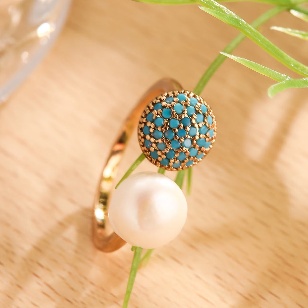 Anello di Bellezza in Perla e Turchese