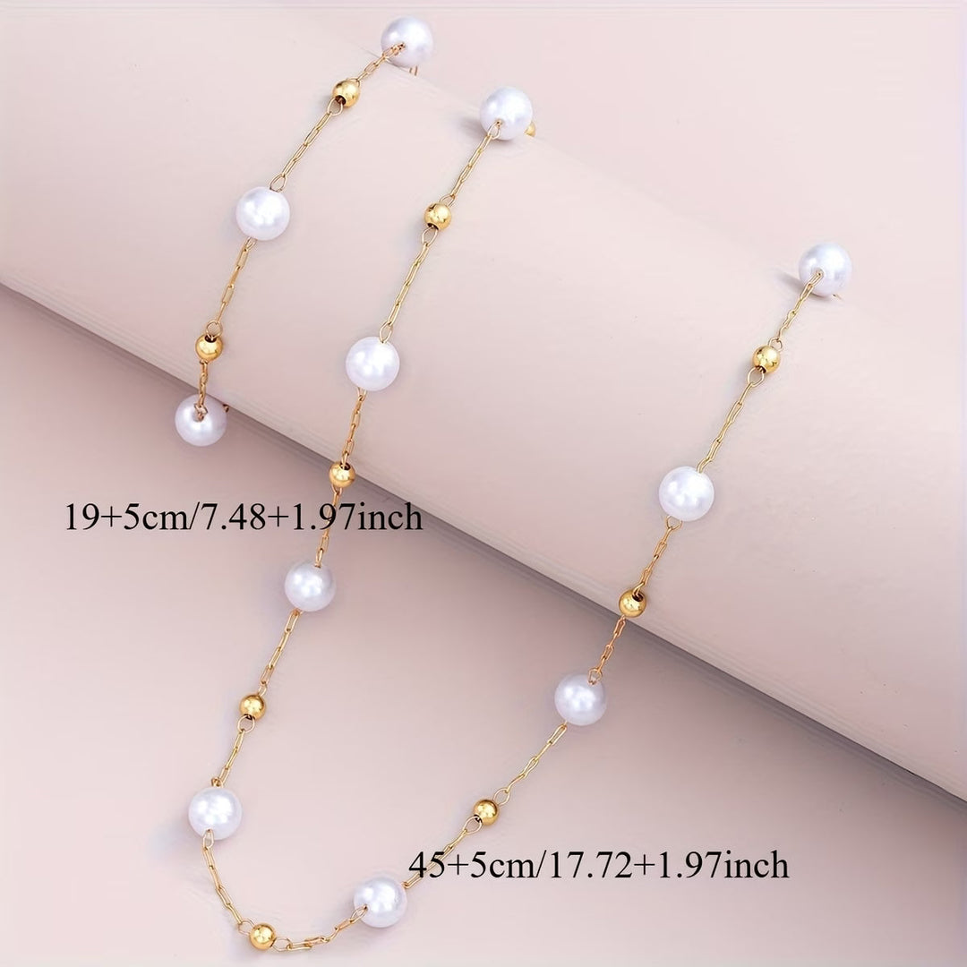 Set di Gioielli con Catena di Perle Delicate