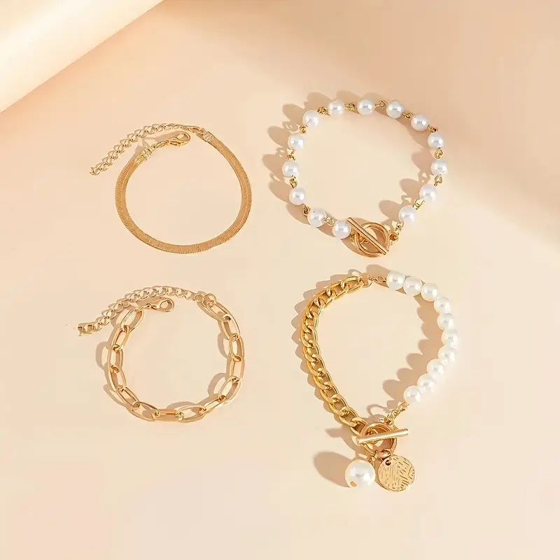 Set di Bracciali di Perle Stratificate di Lusso