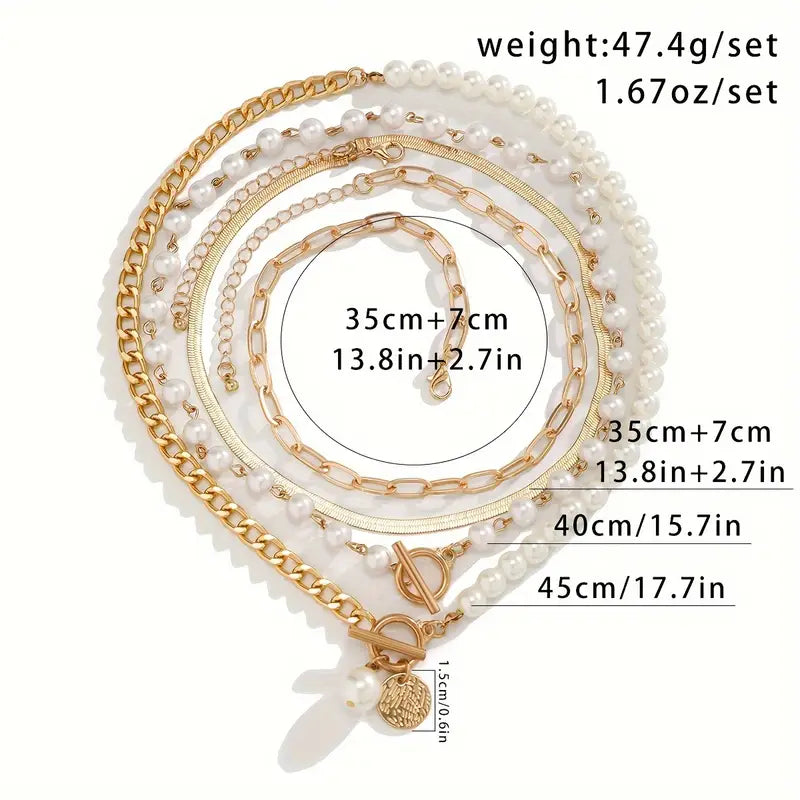 Set di Collane a Strati con Perle Moderne