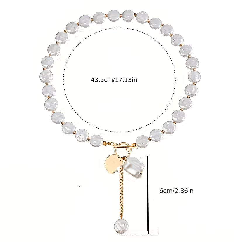 Collana con Chiusura a Toggle in Perle Barocche