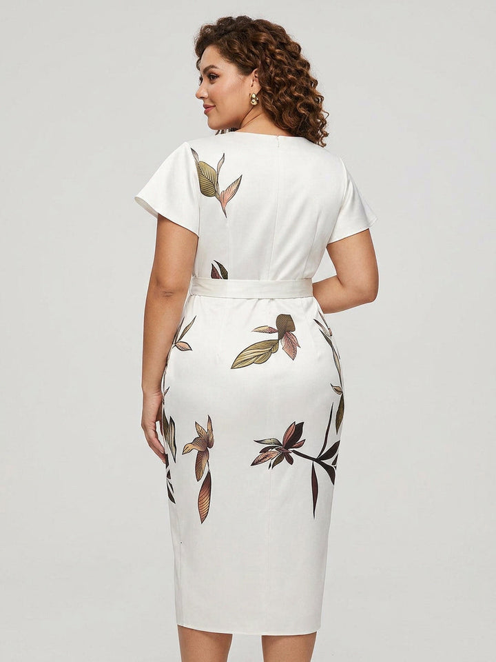 Judy | Abito Midi in Satin con Maniche Corte Bianche