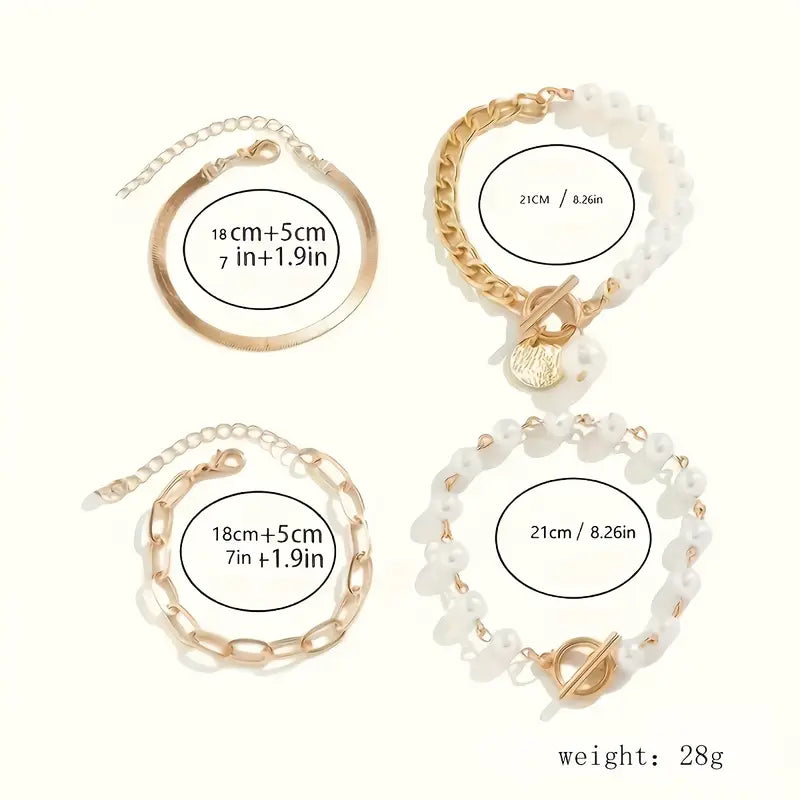 Set di Bracciali di Perle Stratificate di Lusso