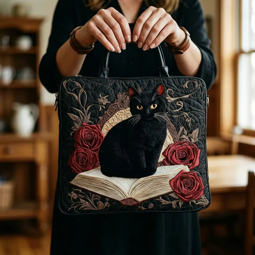 Borsa Artigianale Trapuntata - Gatto Nero sui Libri