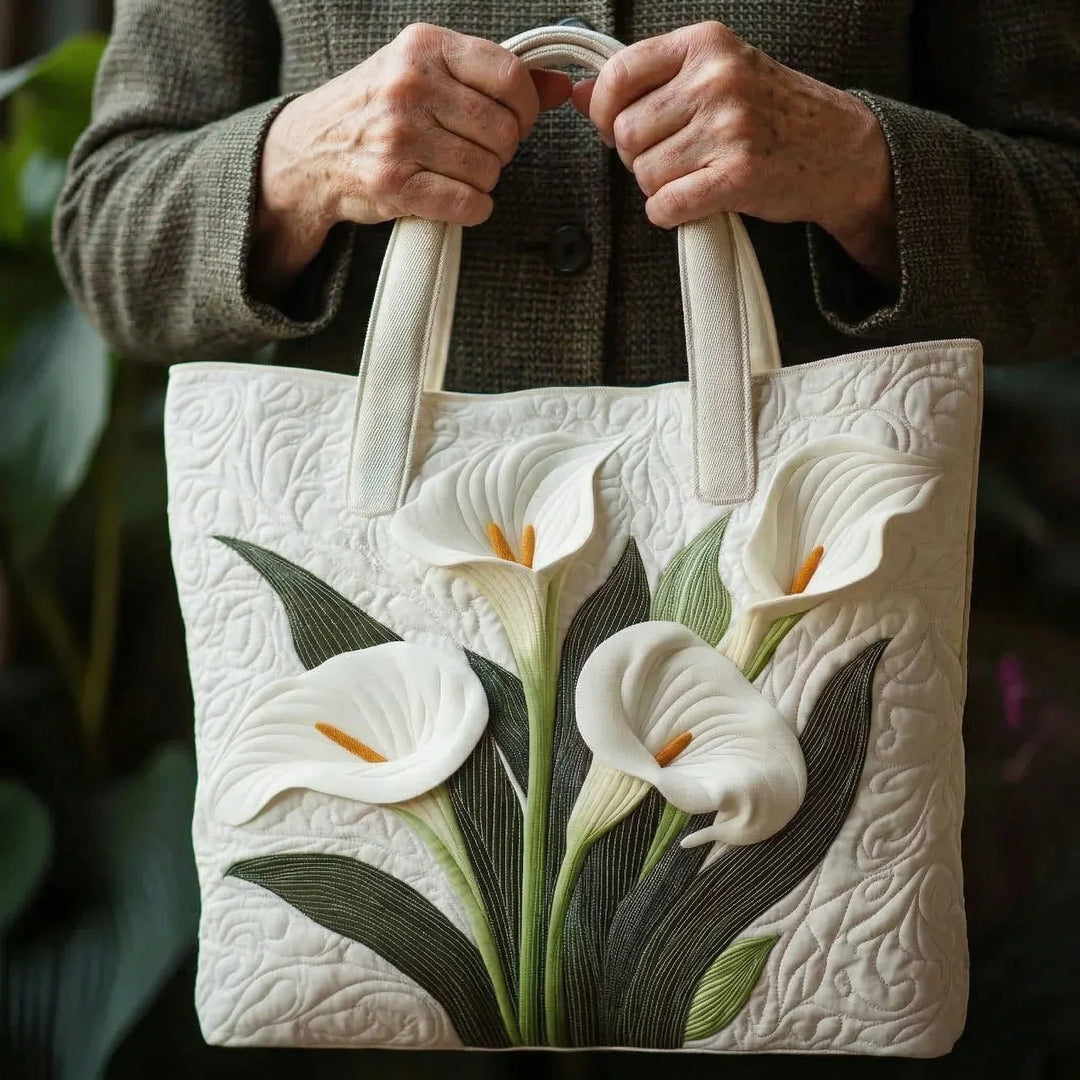 Borsa Artigianale Trapuntata - Gigli Bianchi