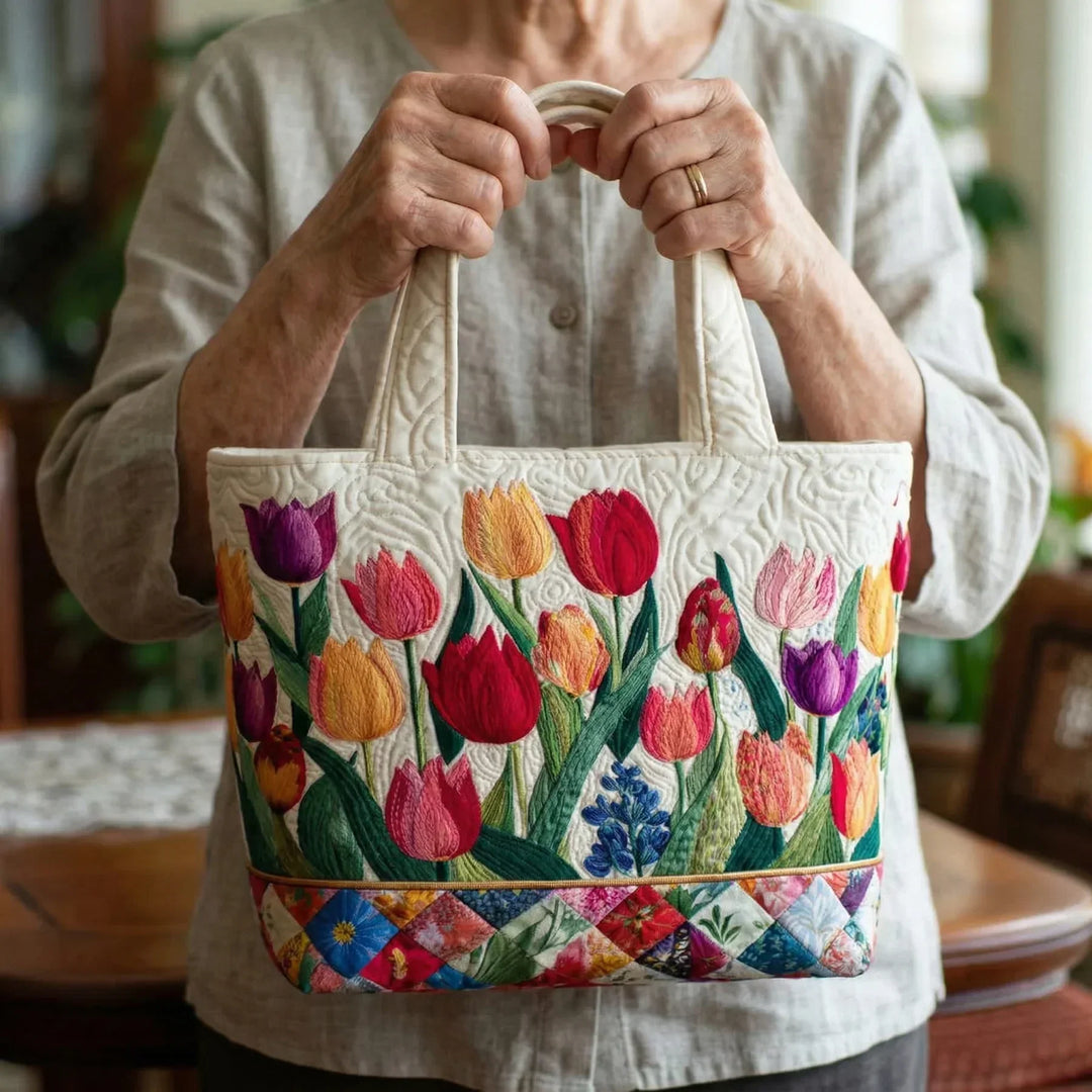 Borsa Tote Trapuntata - Giardino di Tulipani