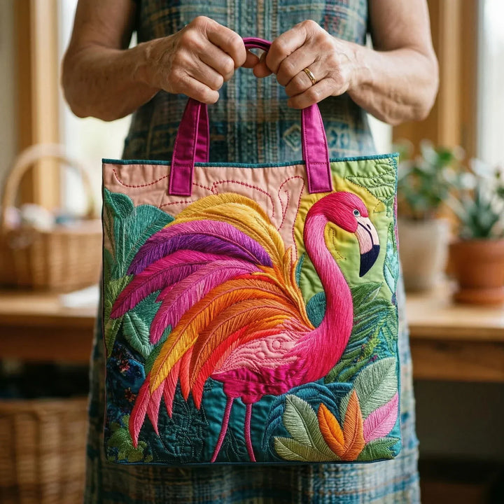 Borsa Tote Trapuntata - Fenicottero Arcobaleno