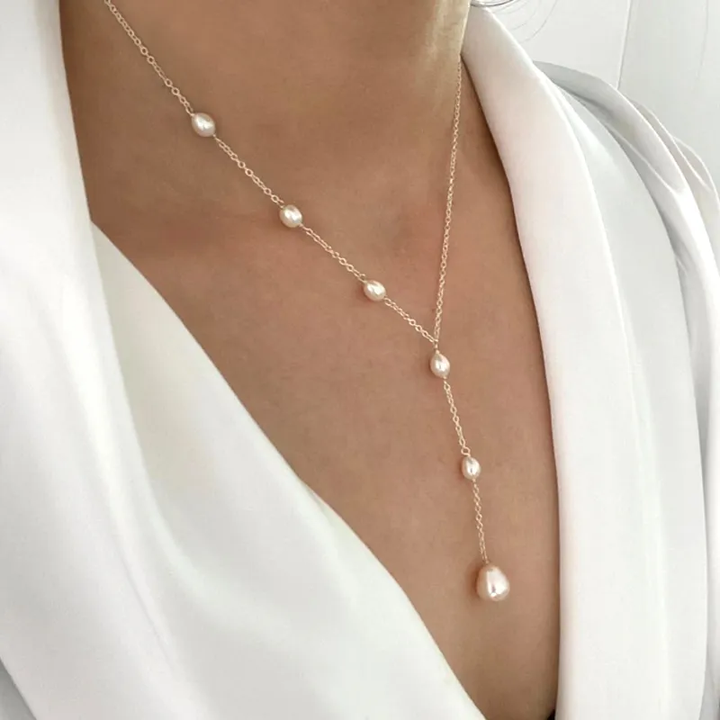 Collana Lariat con Perle Cascading