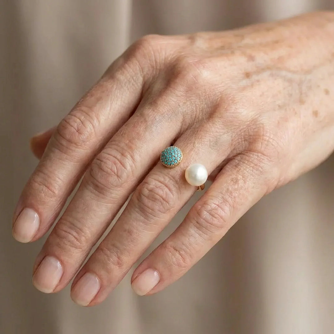 Anello di Bellezza in Perla e Turchese