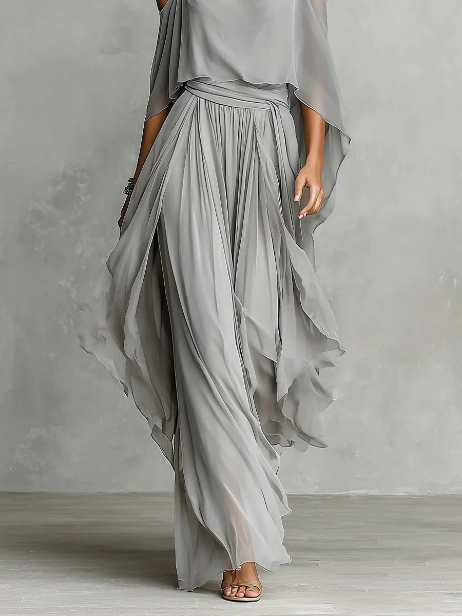 Isabela | Set grigio con top a spaghetto e pantaloni leggeri