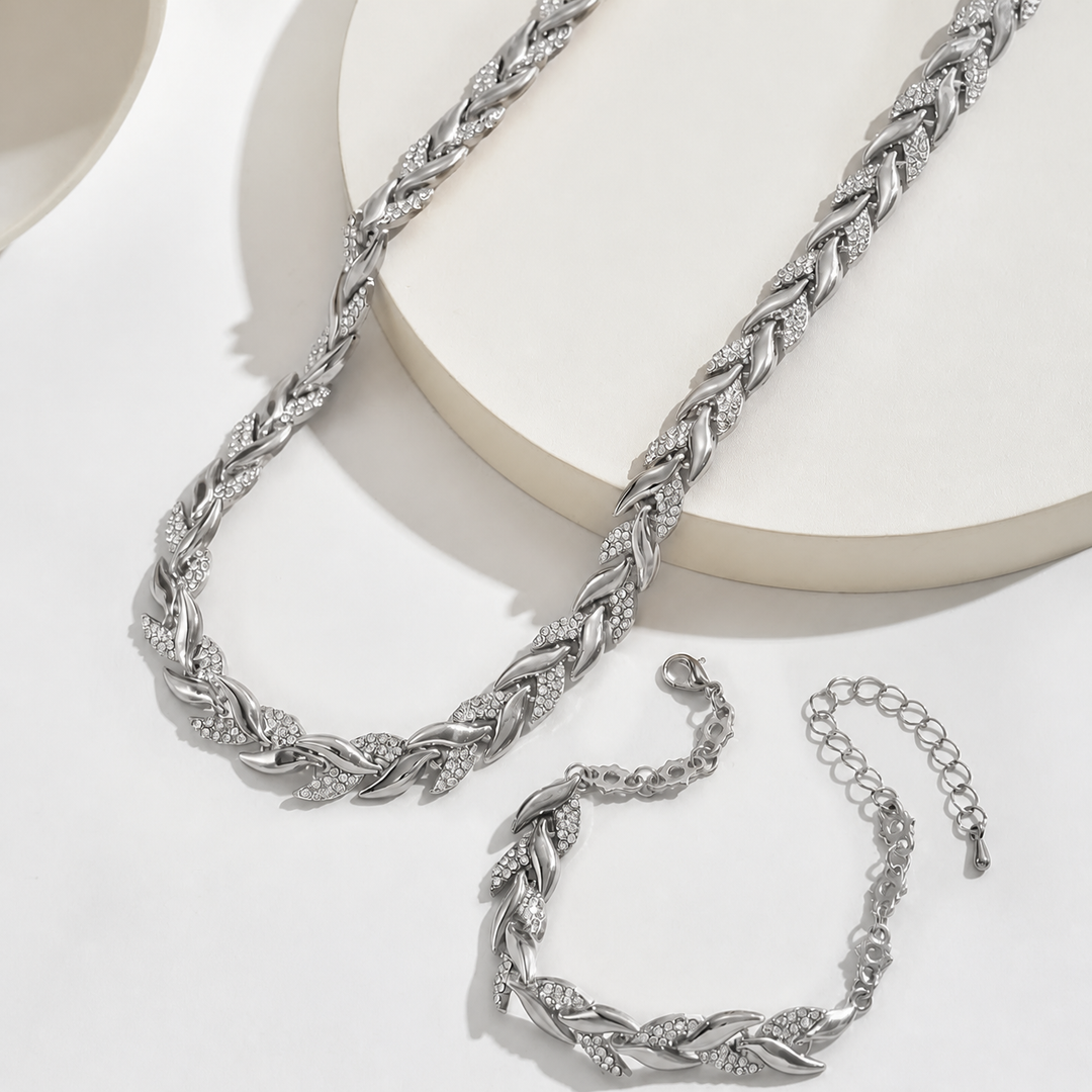 Set Elegante di Coda di Pesce in Vetro con Strass