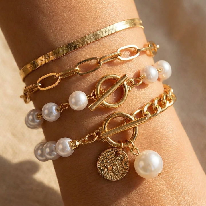Set di Bracciali di Perle Stratificate di Lusso